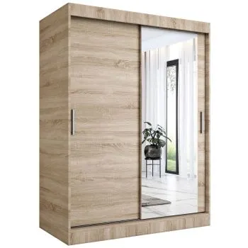 Szafa przesuwna MODUO COMFORT 150 dąb sonoma z lustrem po prawej