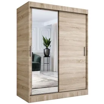 Szafa przesuwna MODUO COMFORT 150 dąb sonoma z lustrem po lewej