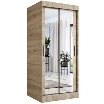 Szafa przesuwna MODUO COMFORT 90 dąb sonoma z dwoma lustrami