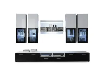 Meblościanka LYRA biała/czarna