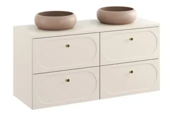 Zestaw szafek pod umywalkę DONNA SAND 120cm beż piaskowy z umywalkami nablatowymi WIKI