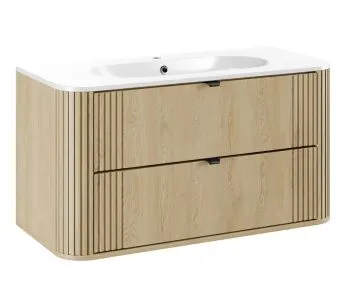 Szafka pod umywalkę OVALIA CREMONA 2S 100cm dąb cremona z umywalką wpuszczaną PURE