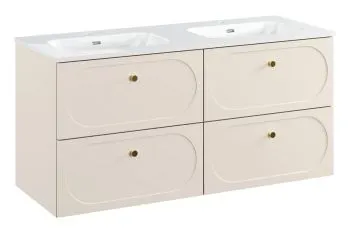 Zestaw szafek po umywalkę DONNA SAND 120cm beż piaskowy z umywalką wpuszczaną FLY