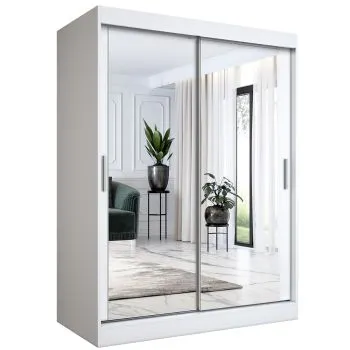 Szafa przesuwna MODUO COMFORT 150 biała mat z dwoma lustrami