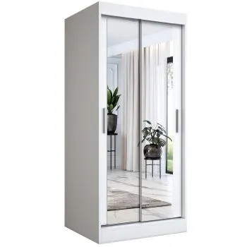 Szafa przesuwna MODUO COMFORT 90 biała mat z dwoma lustrami