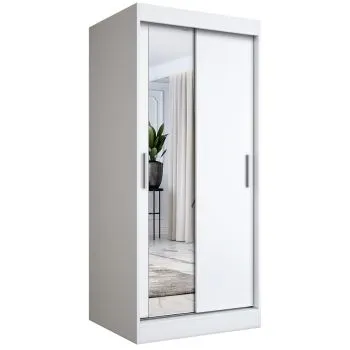 Szafa przesuwna MODUO COMFORT 90 biała mat z lustrem po lewej