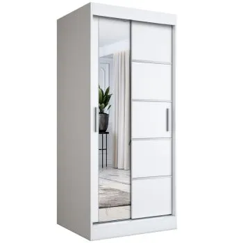 Szafa przesuwna MODUO COMFORT 3 90 biała mat z lustrem 