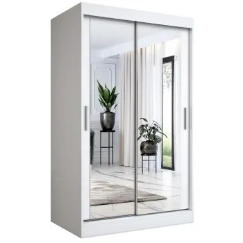 Szafa przesuwna MODUO COMFORT 120 biała mat z dwoma lustrami