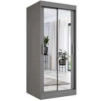 Szafa przesuwna MODUO COMFORT 90 antracyt z dwoma lustrami
