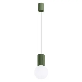 Lampa wisząca HALO 1 zielona oliwka ryflowana