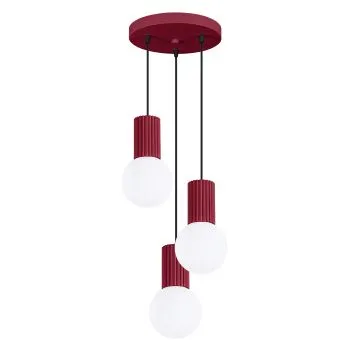 Lampa wisząca HALO 3P burgund ryflowana
