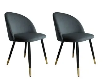 Zestaw krzeseł CLAUDINE 1 BL VELVET GOLD 2 szt ciemno szare