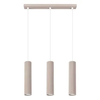 Lampa wisząca KARBON 3L taupe ryflowana
