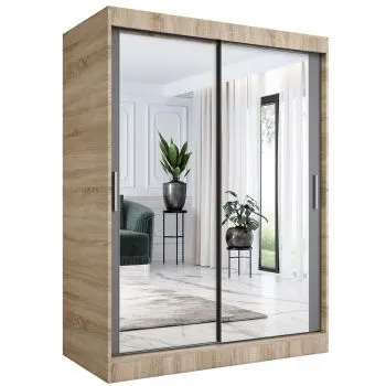 Szafa przesuwna MODUO COMFORT 150 dąb sonoma/antracyt z dwoma lustrami