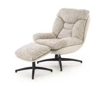 Fotel tapicerowany PESTO beżowy obrotowy z podnóżkiem