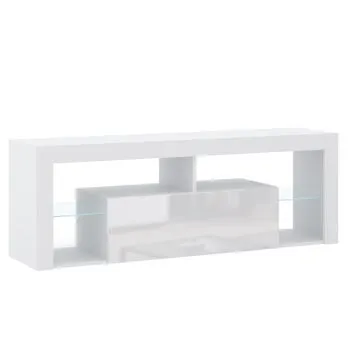 Szafka RTV EVEREST 140cm biały mat/biały połysk