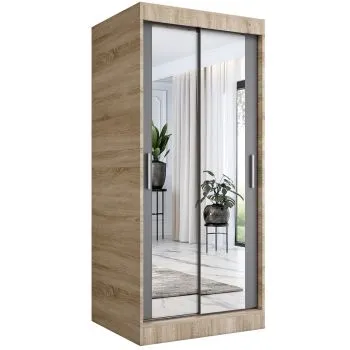 Szafa przesuwna MODUO COMFORT 90 dąb sonoma/antracyt z dwoma lustrami
