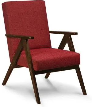 Fotel tapicerowany NASET bordowy/orzech