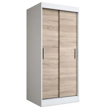 Szafa przesuwna MODUO COMFORT 90 biała mat/dąb sonoma gładka