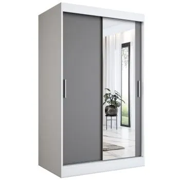 Szafa przesuwna MODUO COMFORT 120 biała mat/antracyt z lustrem po prawej