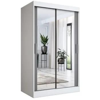 Szafa przesuwna MODUO COMFORT 120 biała mat/antracyt z dwoma lustrami