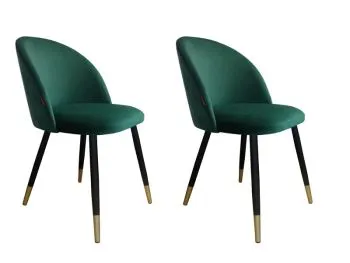 Zestaw krzeseł CLAUDINE 1 VELVET GOLD 2 szt zielone