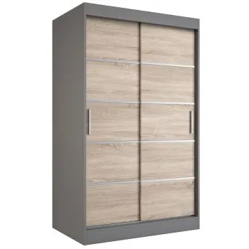 Szafa przesuwna MODUO COMFORT 120 antracyt/dąb sonoma z listwami