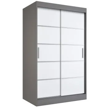 Szafa przesuwna MODUO COMFORT 120 antracyt/biała mat z listwami