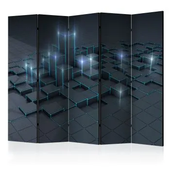 Parawan akustyczny 3D 225x172 cm 5-częściowy czarny