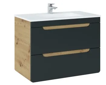 Szafka pod umywalkę ARUBA COSMOS 821 80 cm grafit/dąb