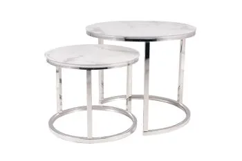 Zestaw 2 ław ATLANTA B II biały marmur/chrom