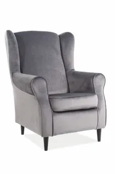 Fotel uszak BARON VELVET szary