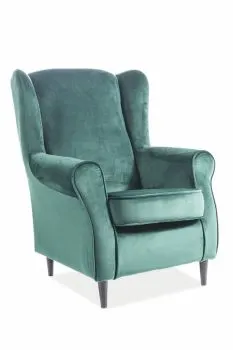 Fotel uszak BARON VELVET zielony
