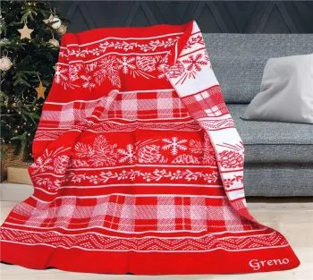 Koc ZIMOWA KRAINA 150x200 czerwony/biały Premium