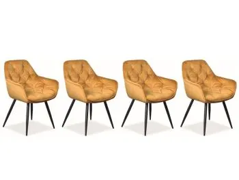 Zestaw krzeseł CHERRY VELVET 4 szt curry