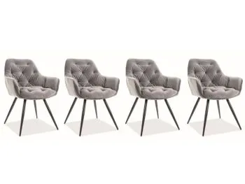 Zestaw krzeseł CHERRY VELVET 4 szt szare