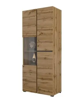 Witryna wysoka CROSS 3D 80cm dąb wotan/czarna