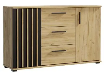 Komoda KALI 140 czarna/dąb craft