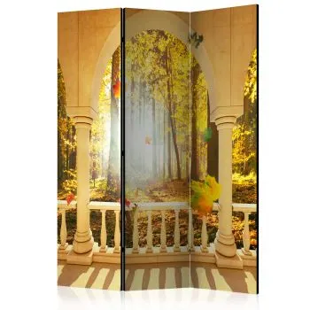 Parawan dwustronny Pejzaże 135x172 cm 3-częściowy żółty