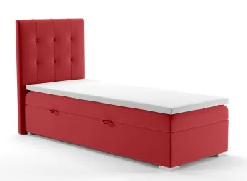 Łóżko kontynentalne JAGULA 90x200 bordowe velvet z pojemnikiem