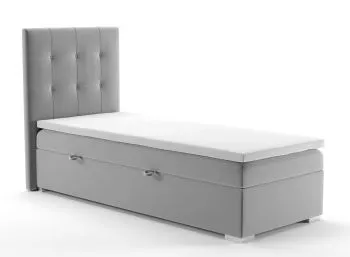 Łóżko kontynentalne JAGULA 90x200 szare velvet z pojemnikiem