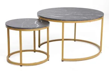 Zestaw 2 ław DION czarny/złoty