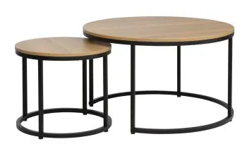 Zestaw 2 ław DION dąb/czarny