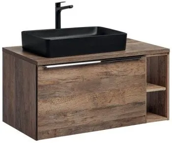 Szafka pod umywalkę nablatową SANTA FE OAK 60 cm + regał dolny 20 cm dąb - zestaw z blatem