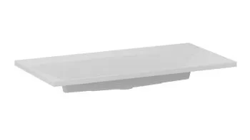 Umywalka wpuszczana EDGE 90 cm biały mat kwarcowa bez otworu na baterię