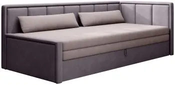 Sofa rozkładana z funkcją spania FULGEO różowa/jasnofioletowa prawa - powystawowa