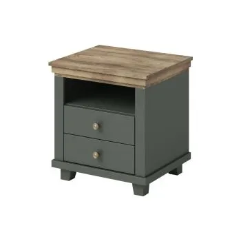 Szafka nocna EVORA 2S zielona/dąb lefkas