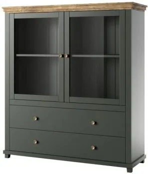 Komoda wysoka EVORA 2D2S 126 zielona mat/dąb lefkas