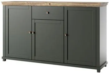 Komoda EVORA 3D1S 160 zielona mat/dąb lefkas