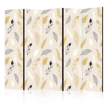 Parawan akustyczny Tła i desenie 225x172 cm 5-częściowy biały